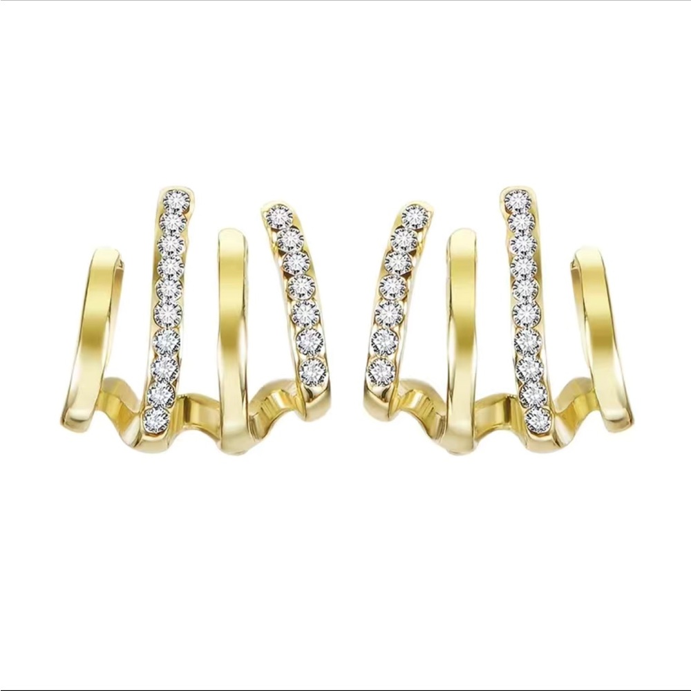 Trendy Chic Gold and Rhinestone Wrap Earrings